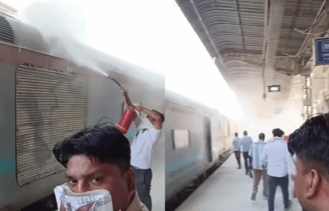 VIDEO: धूंआ‑धूंआ हुआ भोपाल रेलवे स्टेशन, भोपाल‑जोधपुर एक्सप्रेस से निकली आग की लपटें