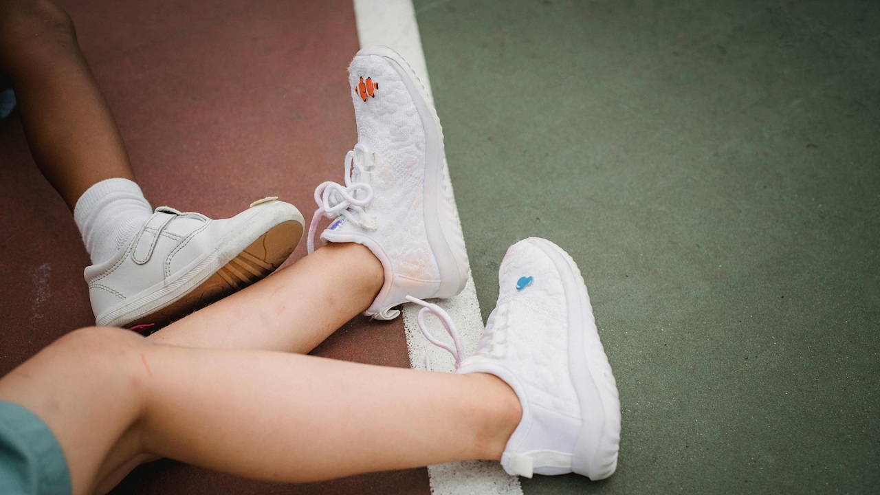 Stylish and durable white sneakers for fashionable kids