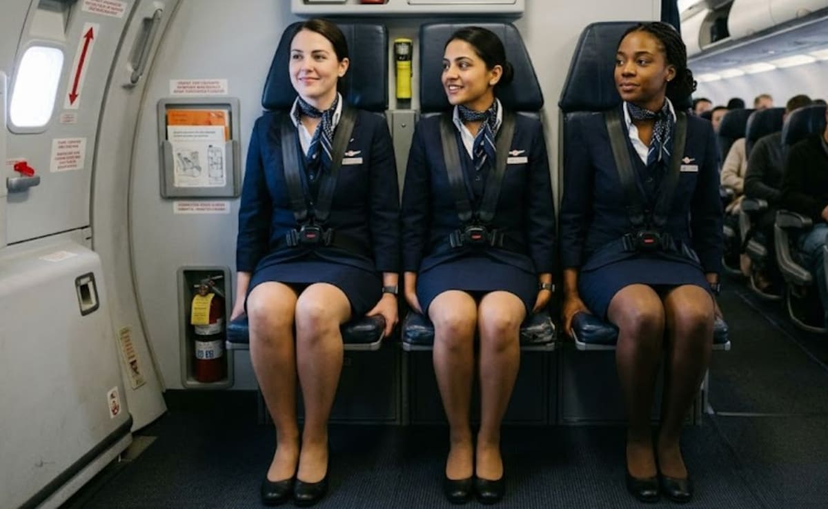 फ्लाइट में एयर होस्टेस हाथों पर क्यों बैठती हैं? इस अजीब पोजीशन के पीछे छिपा है बड़ा सेफ्टी सीक्रेट!