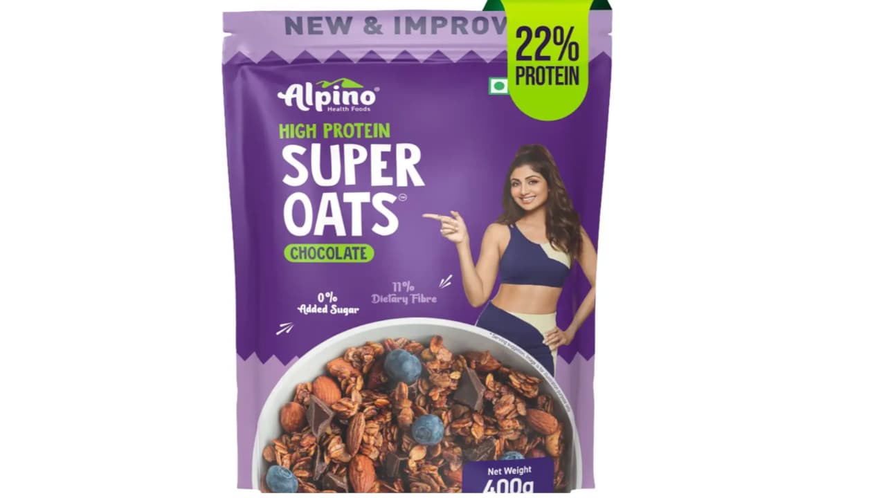 Click to buy ALPINO High Protein Super Oats Chocolate 22% Protein Rolled Oats, No Added Sugar Pouch
