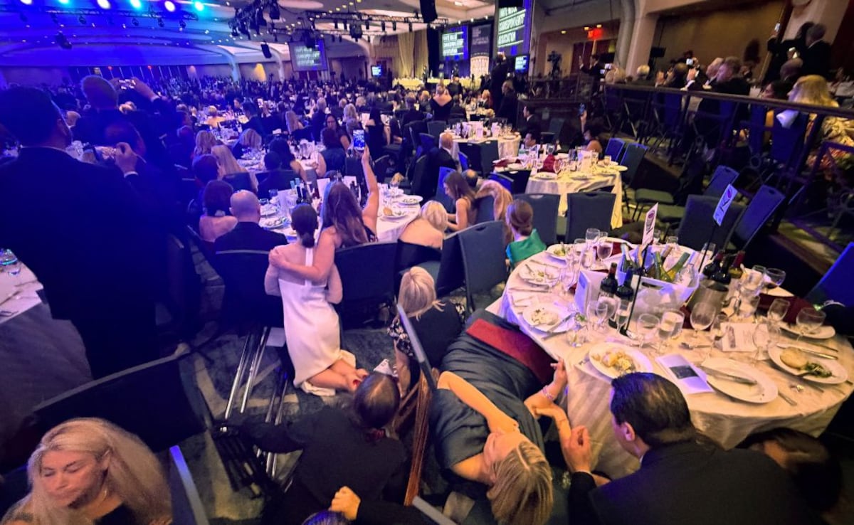 Guests can be seen taking cover after the shooting incident.