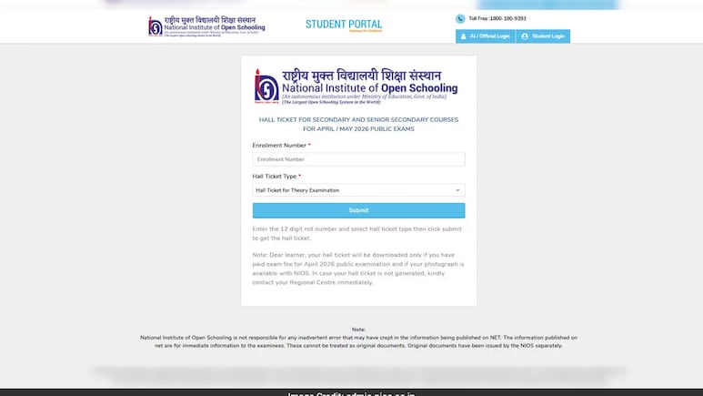 NIOS 2026 Admit Card: कक्षा 10वीं और 12वीं परीक्षा के एडमिट कार्ड जारी, इस लिंक से करें डाउनलोड