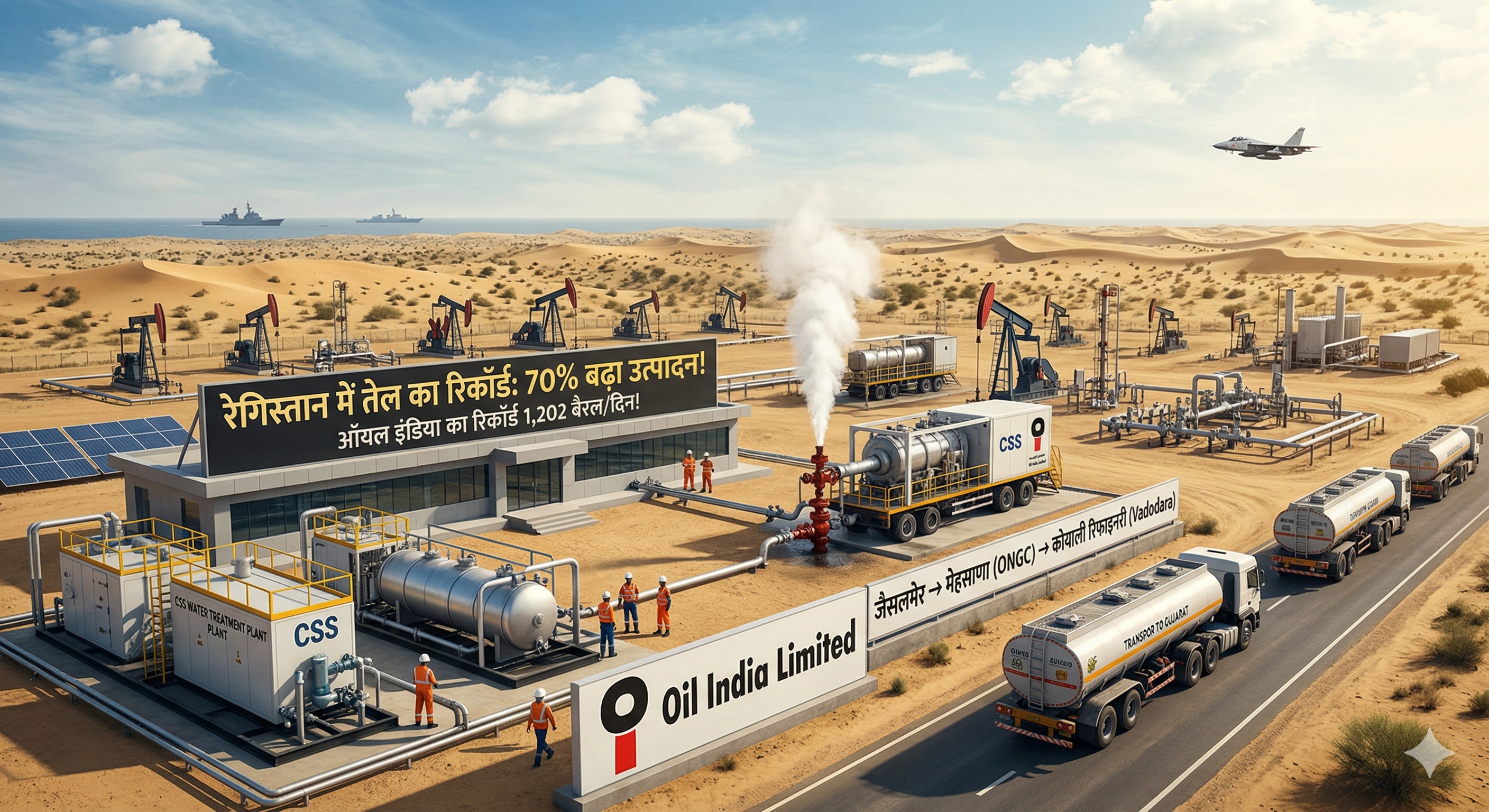 रेगिस्&zwj;तान से निकला 'काला सोना', &nbsp;तेल के 13 नए कुएं! राजस्&zwj;थान से आई गुड न्&zwj;यूज, 70% क्रूड प्रोडक्&zwj;शन बढ़ा, फॉर्मूला क्&zwj;या है?
