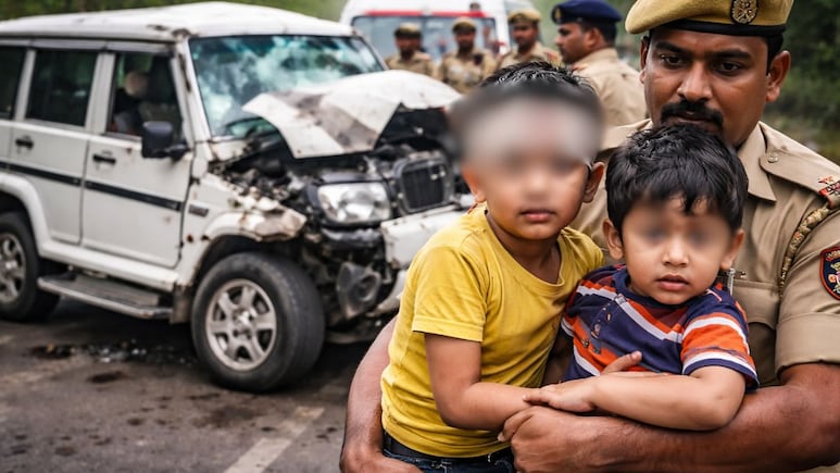 कुदरत का करिश्मा: दो बच्चों को किडनैप कर भाग रहे थे तीन किडनैपर, सड़क हादसे में तीनों की मौत, जिंदा बच गए दोनों मासूम