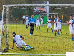 Pics: PM Modi Plays Football With "Young Friends" In Gangtok