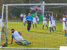 Pics: PM Modi Plays Football With "Young Friends" In Gangtok