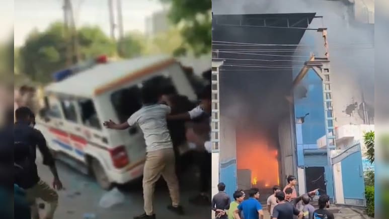 Stones Pelted, Vehicles Set On Fire: Viral Videos Capture Workers Protest In Noida Over Wage Hike