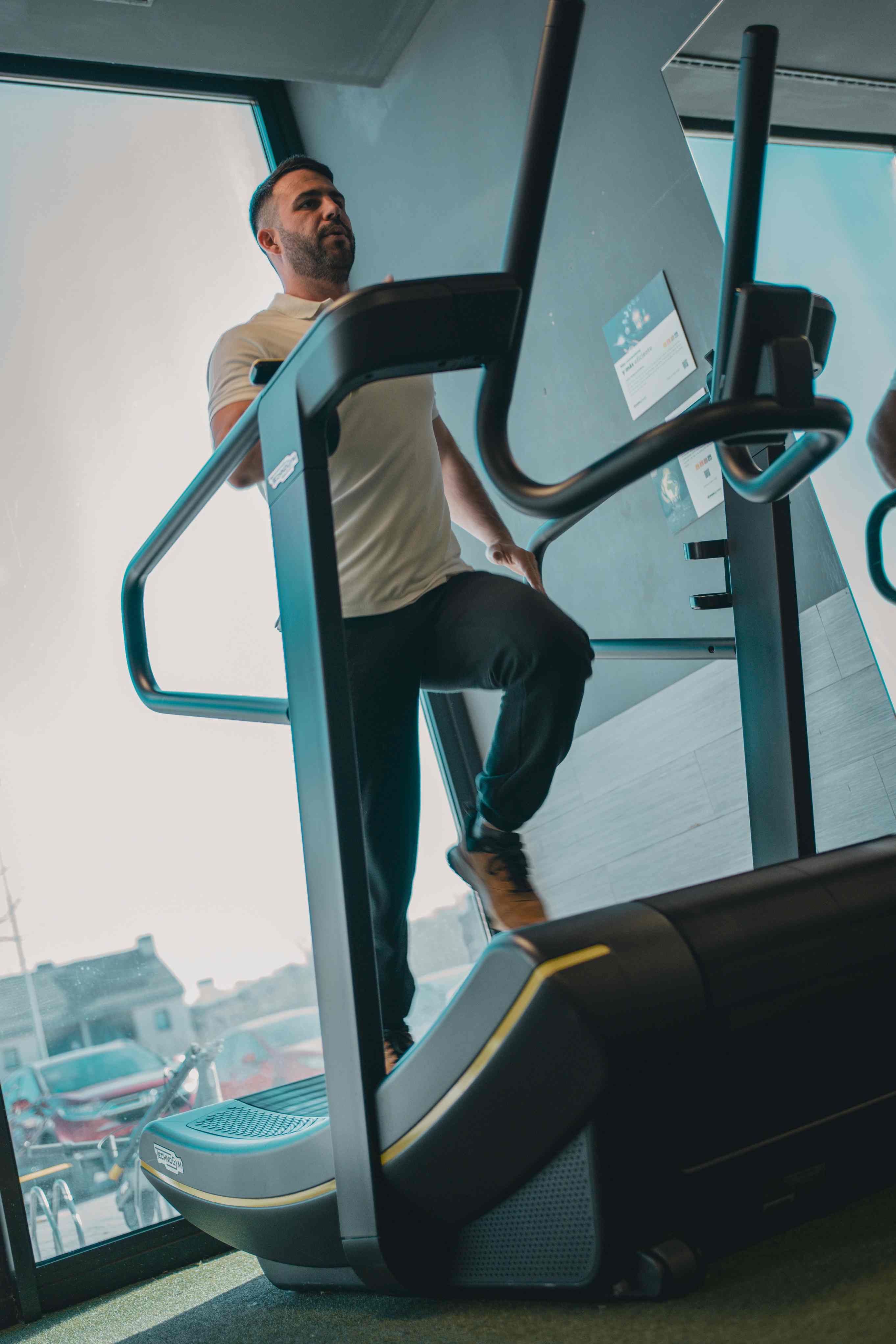 The StairMaster is a cardio machine designed to simulate continuous stair climbing. 