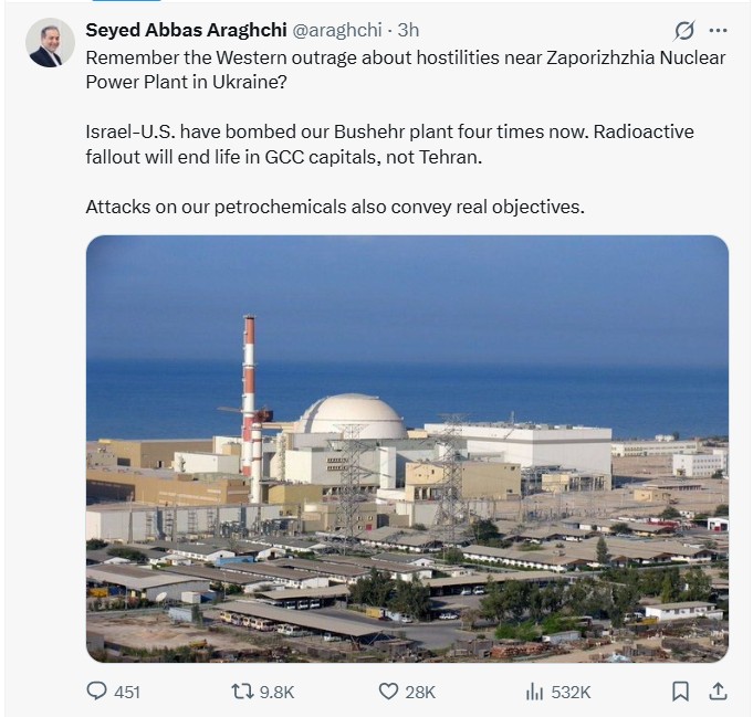 ईरान के विदेश मंत्री सैयद अब्बास अराघची का एक्स पोस्ट.