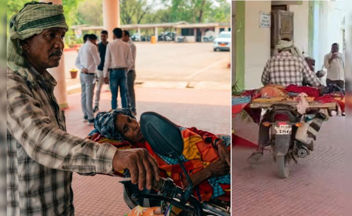 बीमार सिस्टम के आगे लाचार पति; बाइक को बनाया स्ट्रेचर, कैंसर पीड़ित पत्नी के इलाज की मांग रहा मदद