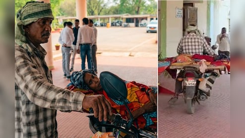 बीमार सिस्टम के आगे लाचार पति; बाइक को बनाया स्ट्रेचर, कैंसर पीड़ित पत्नी के इलाज की मांग रहा मदद