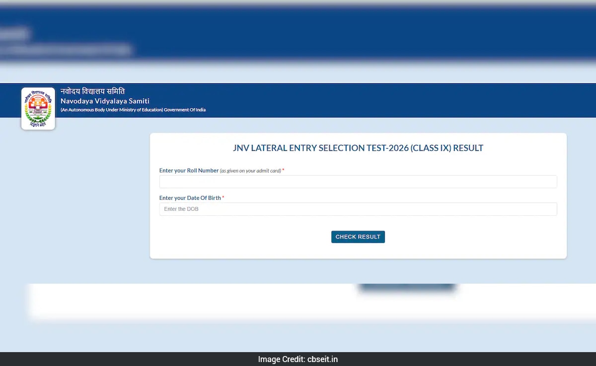 Jawahar Navodaya Vidyalaya Class 9 Result Out For Lateral Entry, Check Scores Here