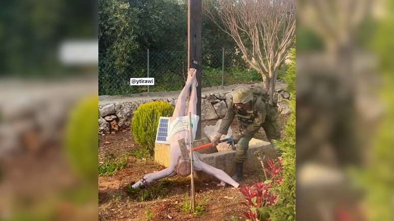 Israeli Army Probes Image Of Soldier Hitting Jesus Statue In Lebanon