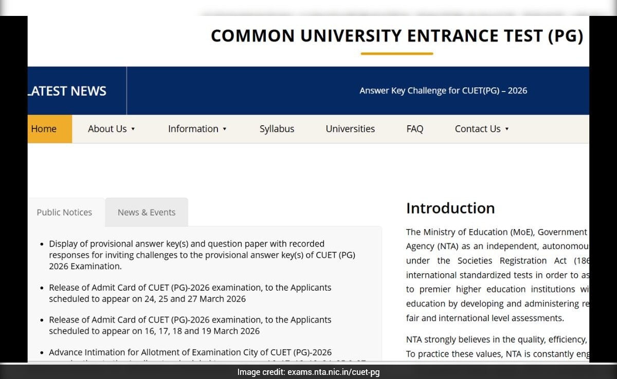 CUET PG 2026 Answer Key Released, Candidates Can Raise Objections Until April 14