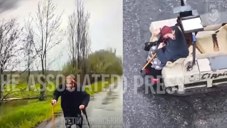 जब युद्ध के बीच फंसी बुजुर्ग महिला को रोबोट ने बचा लिया