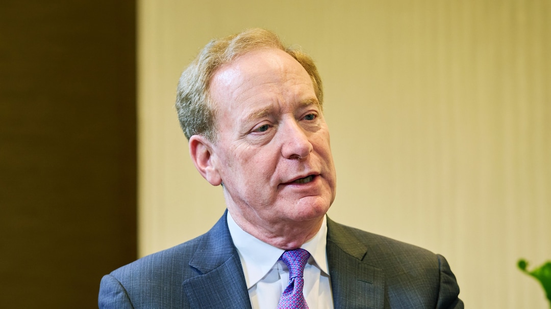 Brad Smith in Tokyo on April 3. Photographer: Shoko Takayasu/Bloomberg