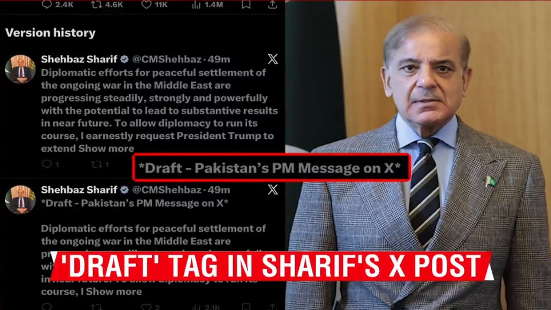 'Draft - Pakistan's PM Message on X': Shehbaz Sharif's Post Sparks Controversy