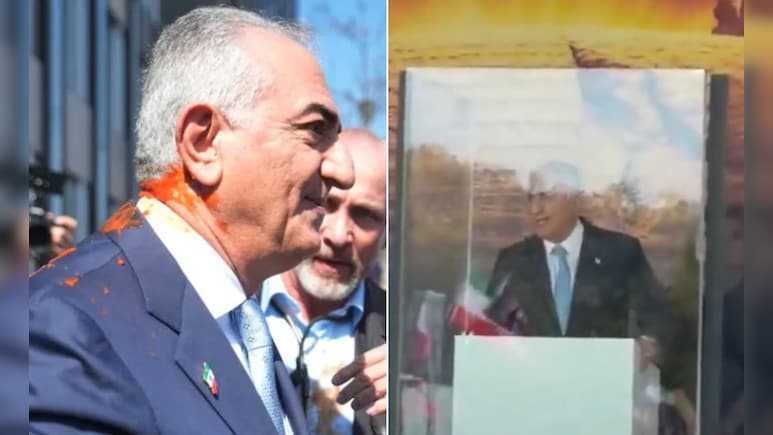 रेड लिक्विड अटैक के बाद बुलेट प्रूफ केबिन से संबोधित करते दिखे ईरान के पूर्व शहजादे रजा पहलवी