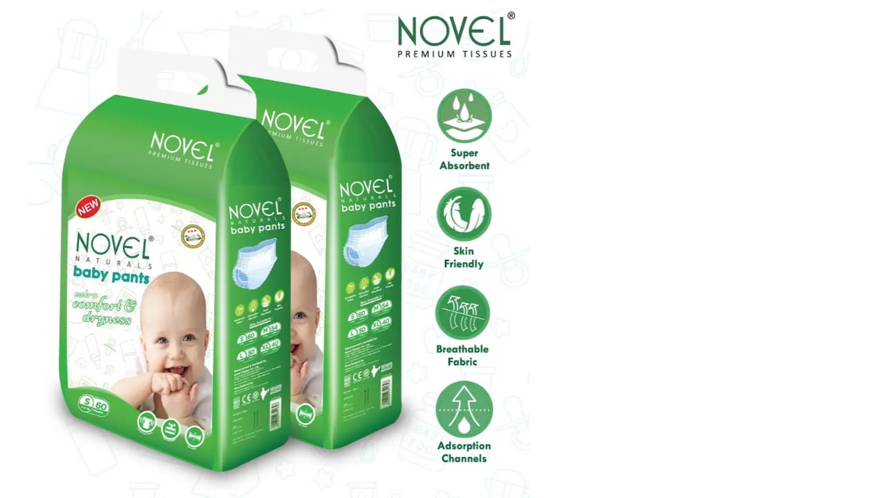 Click to buy NOVEL Baby Pants With Extra Comfort And Dryness - S (120 Pieces)