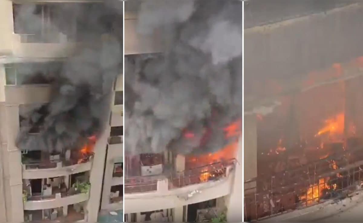 गाजियाबाद की हाईराइज अपार्टमेंट के फ्लैट में लगी भीषण आग, धू-धू कर जला सारा सामान, VIDEO