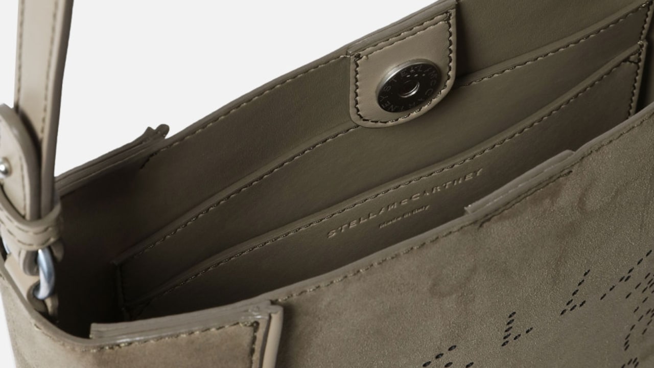 Stella McCartney Khaki Logo Square Crossbody Bag