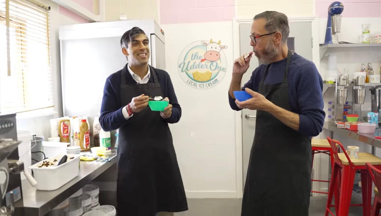 Rishi Sunak Reluctantly Tries Cheese Ice Cream, Watch His Reaction