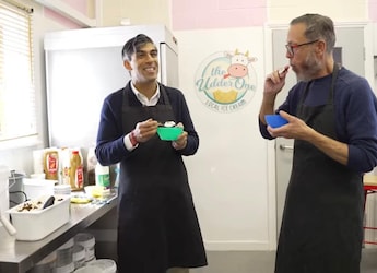 Rishi Sunak Reluctantly Tries Cheese Ice Cream For The First Time, Watch His Reaction