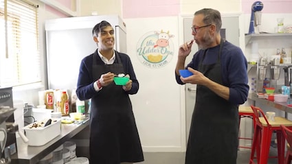 Rishi Sunak Reluctantly Tries Cheese Ice Cream, Watch His Reaction