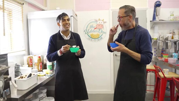 Rishi Sunak Reluctantly Tries Cheese Ice Cream For The First Time, Watch His Reaction