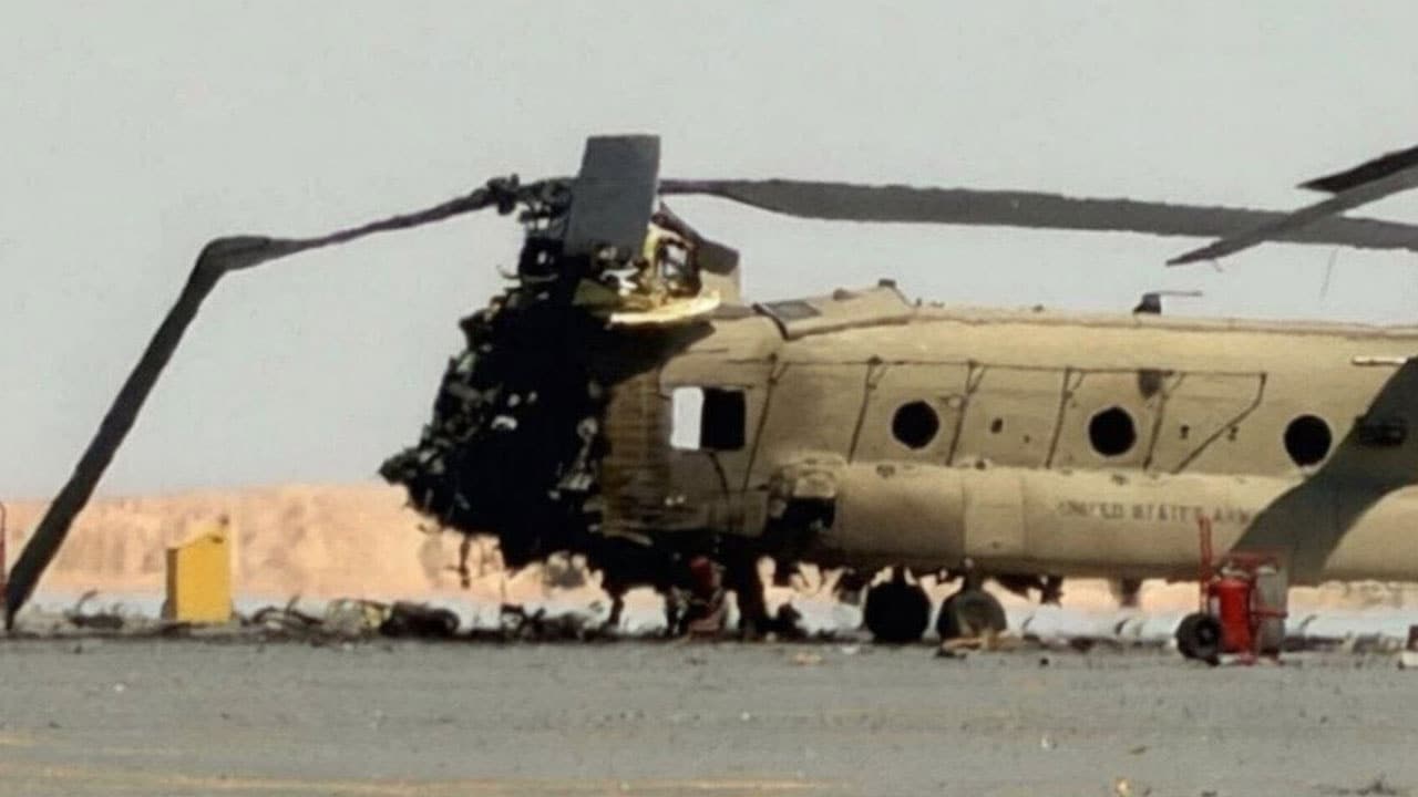 US CH-47 Chinook Helicopter Damaged In Kuwait Attack