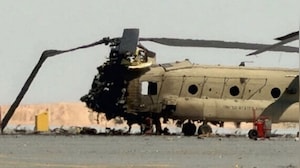 US CH-47 Chinook Helicopter Damaged In Kuwait Attack