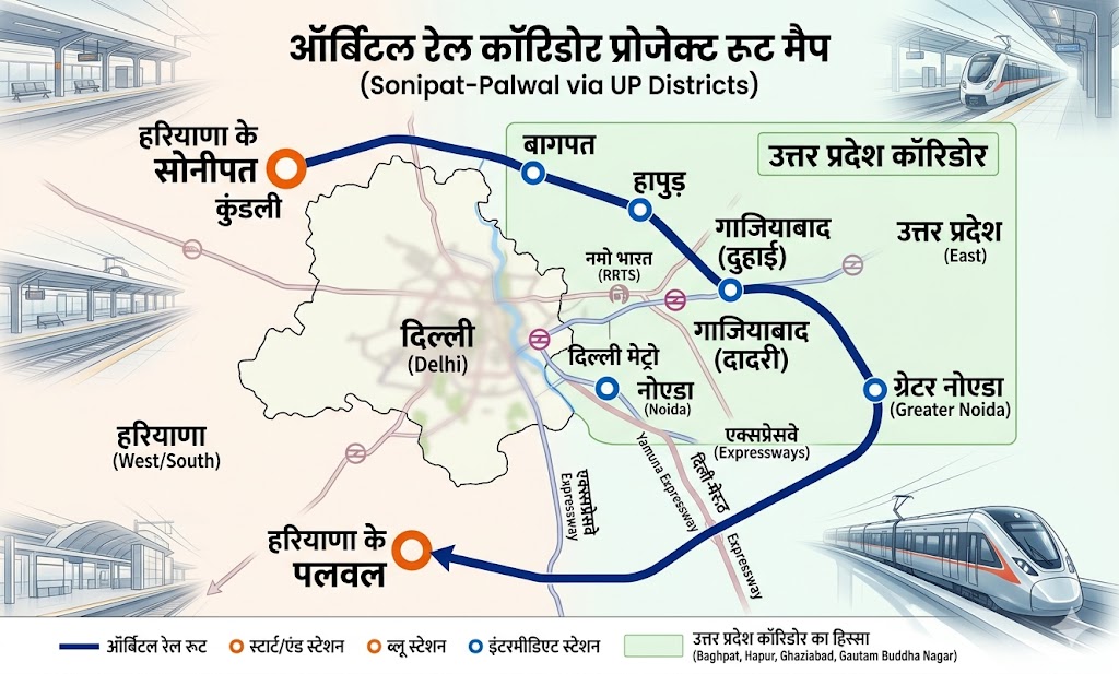 नमो भारत रैपिड रेल के बाद नोएडा-गाजियाबाद से हरियाणा तक दौड़ेगी आर्बिटल रेल, 160 KM की रफ्तार, दिल्ली पर घटेगा दबाव