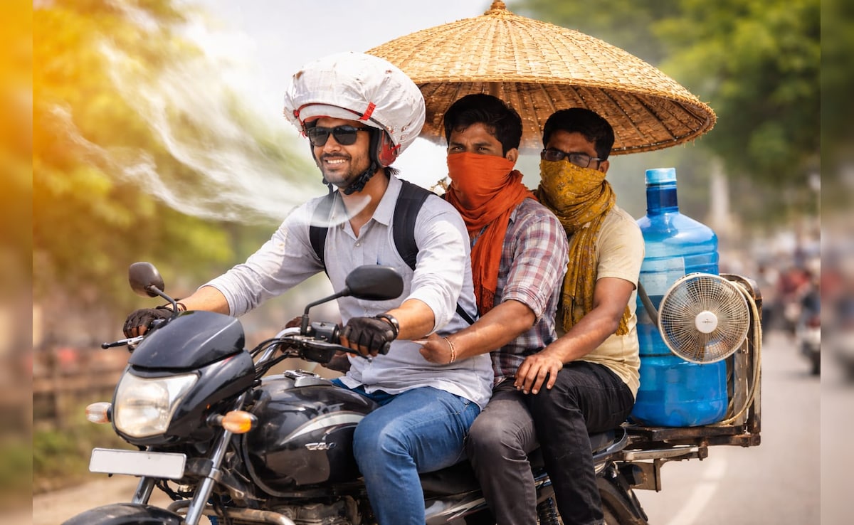 गर्मी से बचने का देसी जुगाड़! न हेलमेट की टेंशन, न हाथ जलने का डर