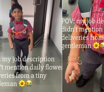 भारी बैग के बावजूद नहीं भूलता टीचर को फूल देना! नन्हे बच्चे की आदत ने किया भावुक, Video ने जीता लोगों का दिल