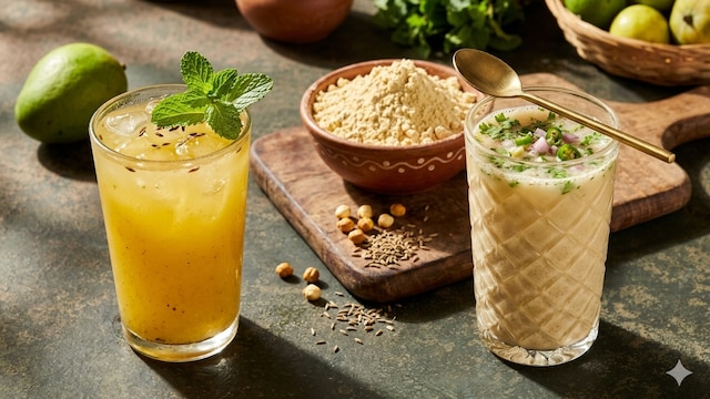 Aam panna and sattu sharbat are summer hydrating drinks that have health benefits