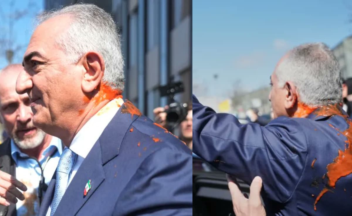 On Camera, 'Red Liquid' Thrown On Iran's Exiled Prince Reza Pahlavi In Berlin