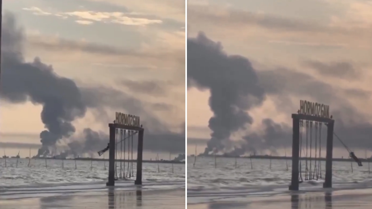 Video: Iran Girl Swings As Smoke Rises In Background After US-Israel Strike