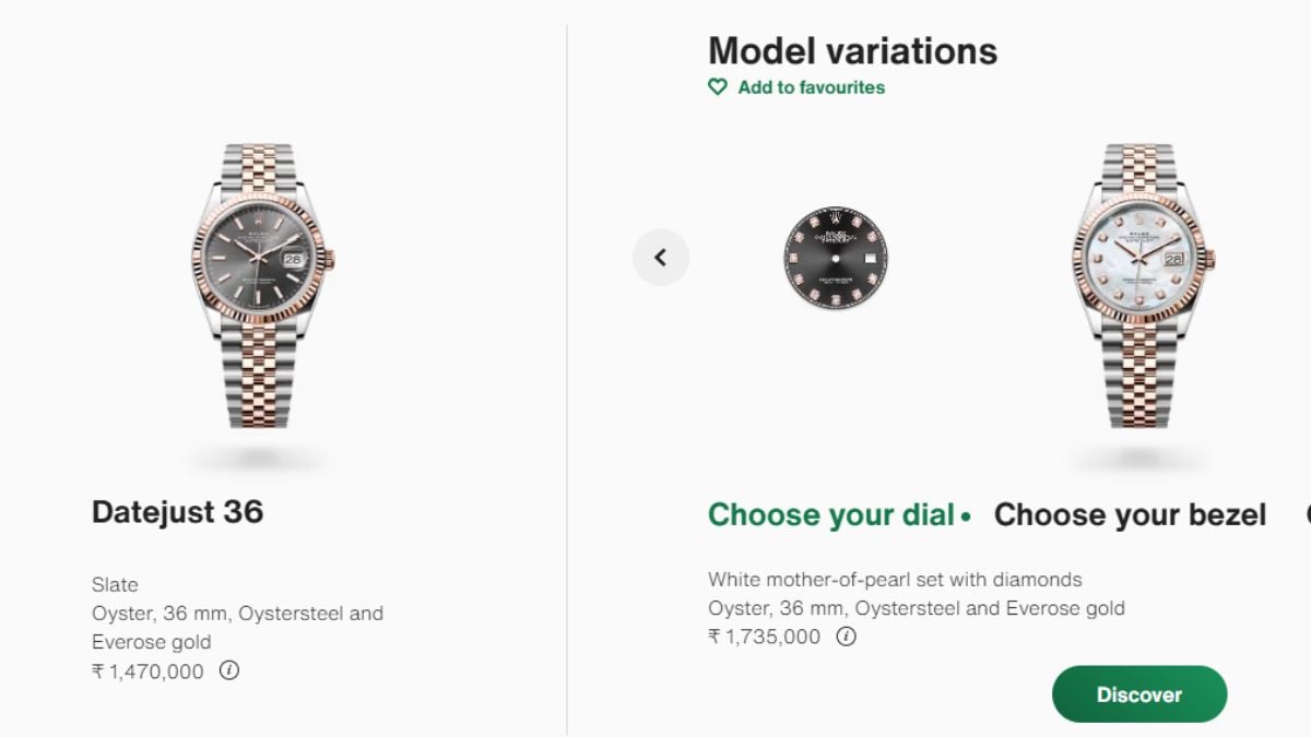 The dial options include white, chocolate, bright black set with diamonds, slate, white mother-of-pearl set with diamonds, slate set with diamonds, and rose colour set with diamonds. Photo: Rolex