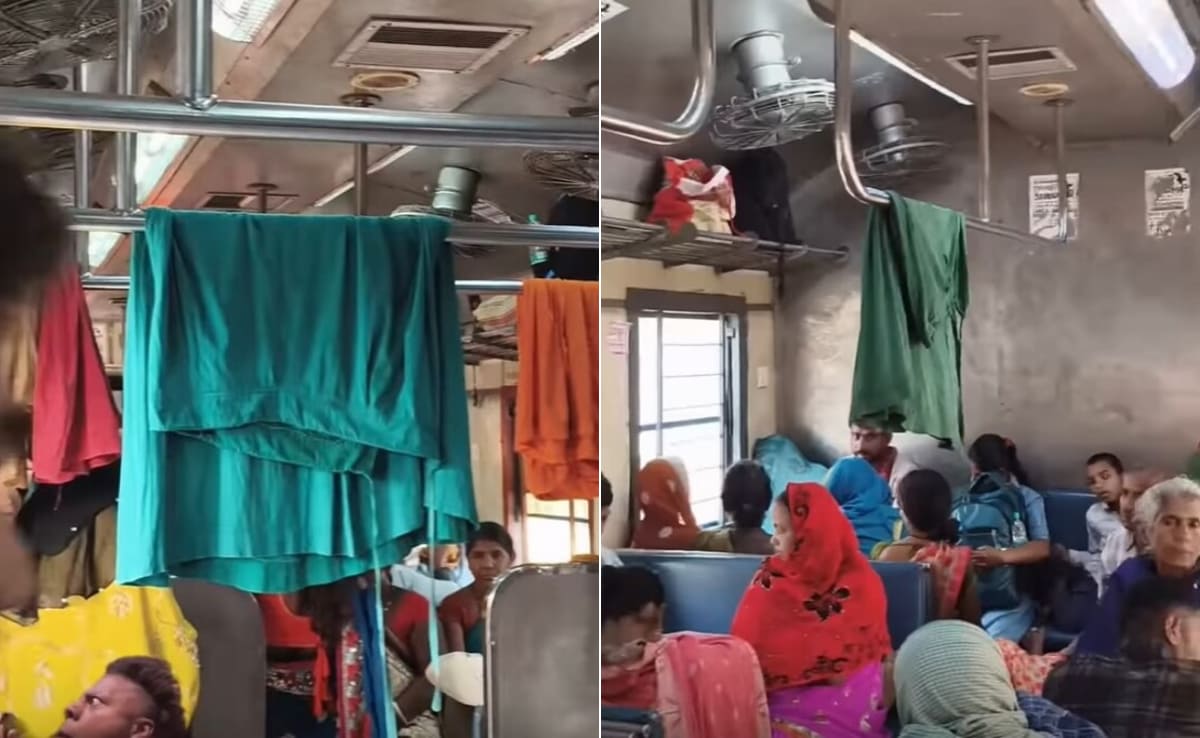 चलती ट्रेन के अंदर 'धोबी घाट'! पैसेंजर्स के सिर के ऊपर रेलिंग पर लटकते दिखे पेटीकोट