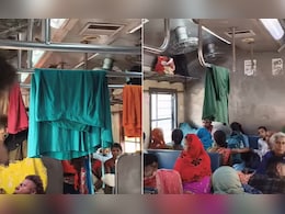 चलती ट्रेन के अंदर 'धोबी घाट'! पैसेंजर्स के सिर के ऊपर रेलिंग पर लटकते दिखे पेटीकोट