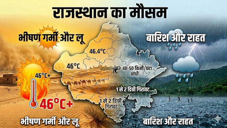 झुलसते राजस्थान को मिलेगी बड़ी राहत, चूरू-झुंझुनू और सीकर में आंधी और बारिश का अलर्ट; जानें आगे का मौसम &nbsp;