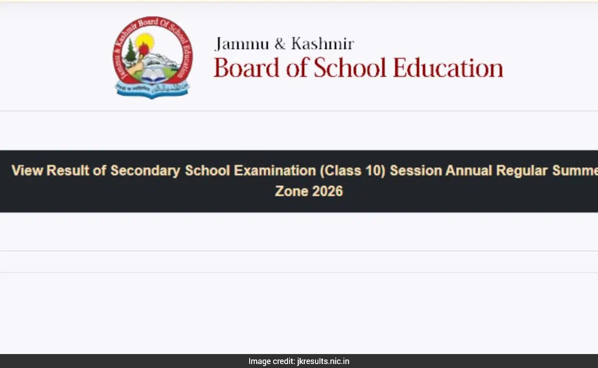 Jammu and Kashmir Board Class 10 Result 2026 Out For Summer Zone