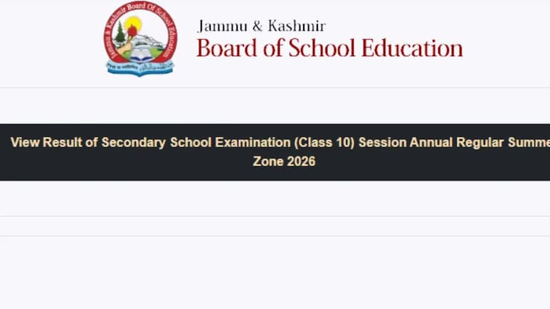 Jammu and Kashmir Board Class 10 Result 2026 Out For Summer Zone