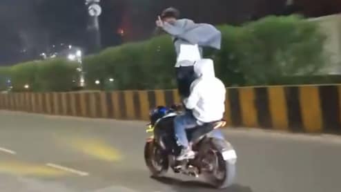 Video: Delhi Man Stands On Bike While Riding, Lands In Trouble