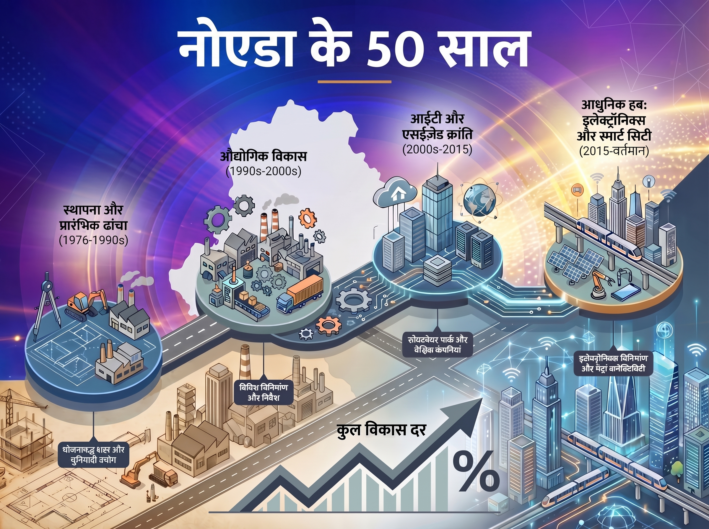 50 साल का हो गया नोएडा, कभी छोटे कारखाने थे, आज 12 लाख मजदूर, 15 हजार फैक्ट्रियों के साथ कैसे बना यूपी का पावरहाउस