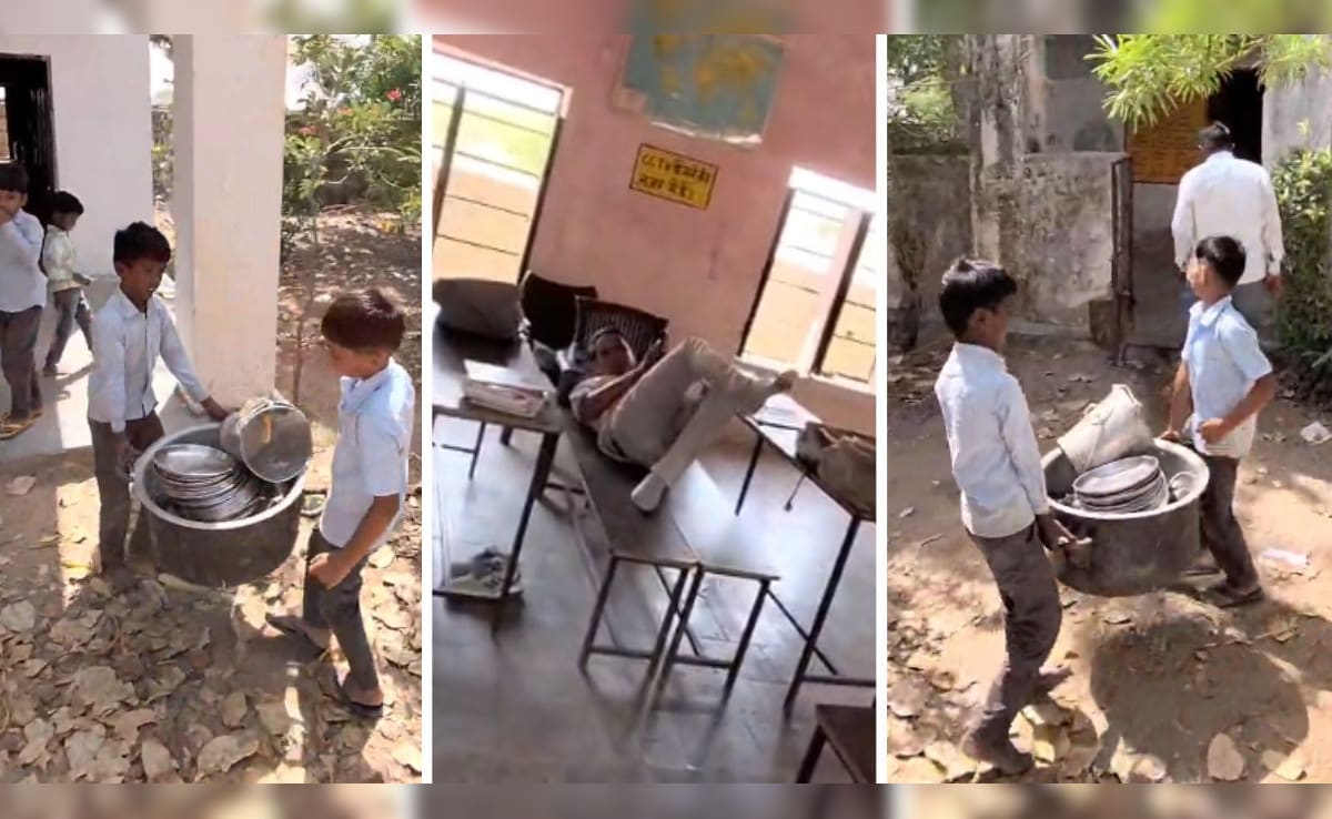 Rajasthan Video Sparks Outrage As Teachers Sleep While Students Carry Mid-Day Meal Utensils