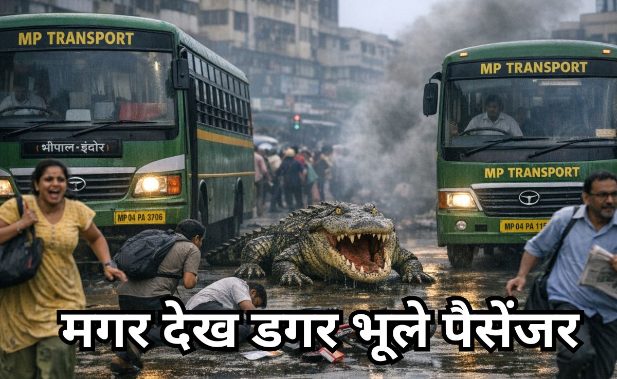 Crocodile In The City: बस स्टैंड के पास पहुंच गया 7 फीट लंबा मगरमच्छ, दहशत में आए पैसेंजर, वायरल हुआ वीडियो