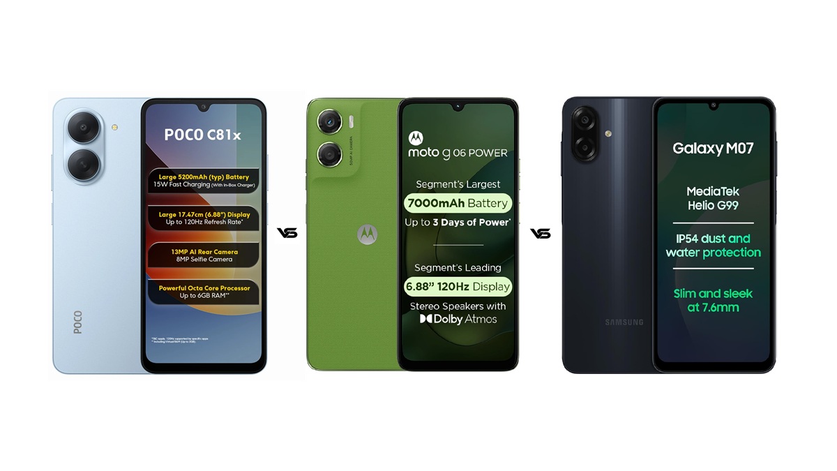 Poco C81X vs Moto G06 Power vs Samsung Galaxy M07: जानें 10K में कौन सा फोन है बेस्ट?