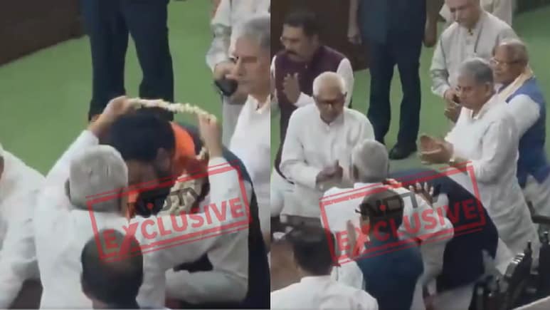 VIDEO: नीतीश ने पहनाई माला, तो सम्राट ने पैर छूकर लिया आशीर्वाद,चुने गए NDA विधायक दल के नेता