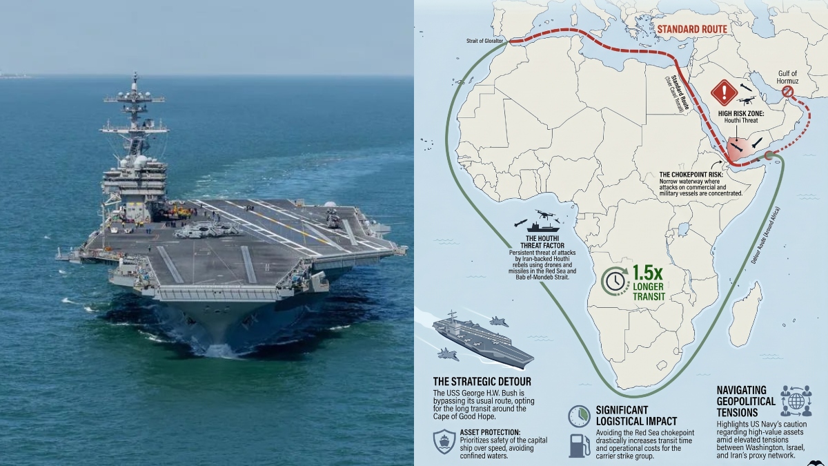 Houthi Threat? Why USS George Bush Is Taking 1.5 Times Longer Route To Gulf